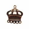 Base per orecchino a forma di corona smaltata con 5 fori sotto con strass 26x28 mm. base rame antico lucido Base per orecchino a forma di corona smaltata con 5 fori sotto con strass 26x28 mm. base rame antico lucido