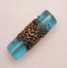 Tubo, 35x11 mm., Indicolite con bronzo filigranato Tubo, 35x11 mm., Indicolite con bronzo filigranato