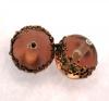 Palla, 14 mm., Rosa antico trasparente filigranato con bronzo