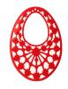 Filigrana ovale gigante, forata in alto, in resina, 60x80 mm., colore Rosso